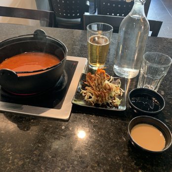 Shabu Wara - Spicy Miso with Angus Chuck Prime, soft shell crab and Sapporo Draft beer - Asian Fusion Near Me - Chino, California