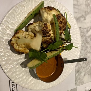 La Leche - Cauliflower pipián verde (I think!). The sauce is complex and delicious! - Signature Cuisine Near Me - Puerto Vallarta, JAL