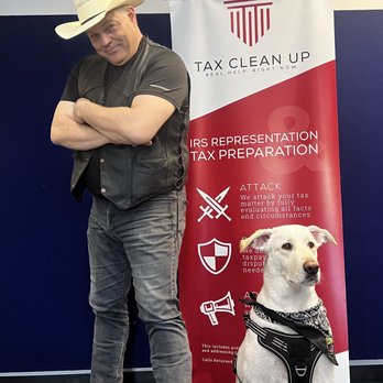 Tax Clean Up - Our founder, Mike Allbright, and his wingman, "Ambassdor Cotton" (he's a consistent ringer for Employee of the Month AND best dog ever.) - Tax Services Near Me - Dallas, Texas Tax Clean Up - Our founder, Mike Allbright, and his wingman, "Ambassdor Cotton" (he's a consistent ringer for Employee of the Month AND best dog ever.) - Tax Services Near Me - Dallas, Texas