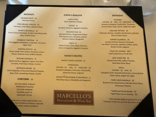 Menu photo 1 Marcello's Restaurant & Wine Bar Covington, LA Menu photo 1 Marcello's Restaurant & Wine Bar Covington, LA