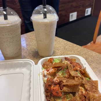 Mood Cafe - Chicken tikka chaat and date and fig lassi - Cafes Near Me - Philadelphia, Pennsylvania