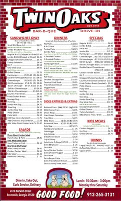 Menu photo 4 Twin Oaks BBQ Brunswick, GA Menu photo 4 Twin Oaks BBQ Brunswick, GA