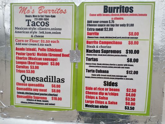 Menu photo 1 Mo's Burritos Champaign, IL Menu photo 1 Mo's Burritos Champaign, IL