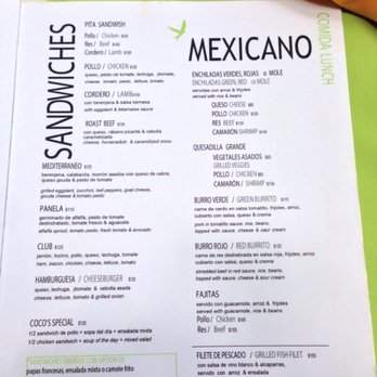 Coco's Kitchen - Menu, August 2017. - Breakfast & Brunch Near Me - Puerto Vallarta, JAL
