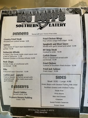 Menu photo 2 Big Hopp's Southern Eatery Shively, KY