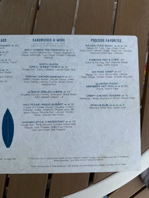 Menu photo 3 Hau Tree Bar Honolulu, HI