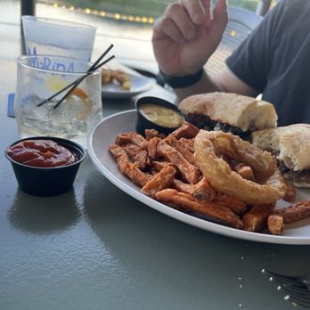 The Marina - Brisket melt sandwich with sweet potato fries - American Near Me - Brattleboro, Vermont The Marina - Brisket melt sandwich with sweet potato fries - American Near Me - Brattleboro, Vermont
