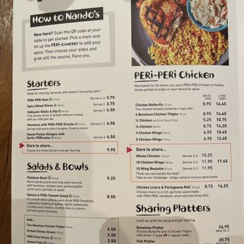 Nando's - chicken wing menu - Portuguese Near Me - Stratford, XGL