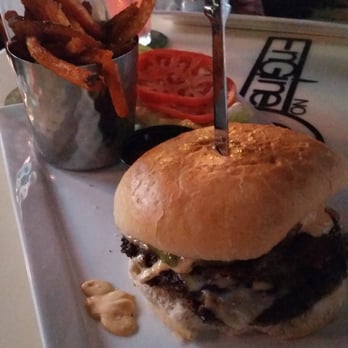 Engine No 9 - Burger and sweet potato fries are awesome. - Burgers Near Me - Saint Petersburg, Florida