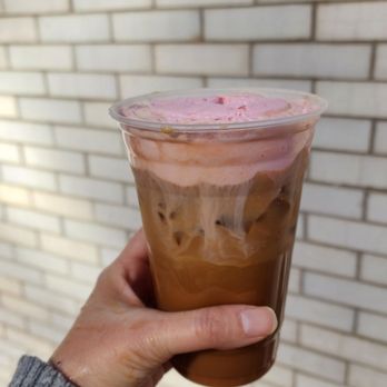 Corrida Coffee - Iced Americano with strawberry whipped cream! - Coffee & Tea Near Me - Fort Worth, Texas Corrida Coffee - Iced Americano with strawberry whipped cream! - Coffee & Tea Near Me - Fort Worth, Texas