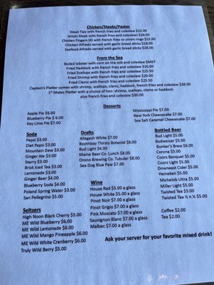 Menu photo 5 Bunker Seafood and Spirits Birch Harbor, ME