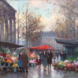 'La Marche aux Fleurs a la Madeleine' by Edouard Cortes. French 1882-1969