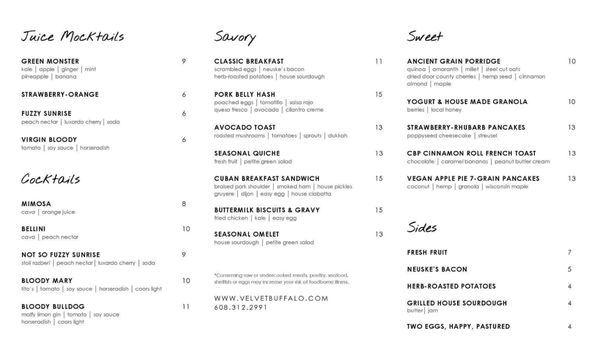 Menu photo 5 Velvet Buffalo Modern Italian Beloit, WI