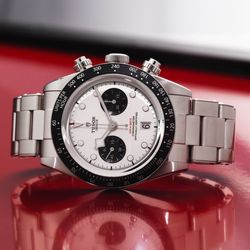 Bromberg's - Tudor Black Bay Chrono. 41 mm steel case, steel bracelet. Five year Guarantee.
