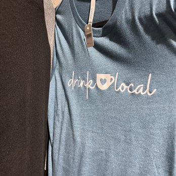 Coffeehouse Five - two t - shirts with the word drink local on them - Coffee & Tea Near Me - Greenwood, Indiana Coffeehouse Five - two t - shirts with the word drink local on them - Coffee & Tea Near Me - Greenwood, Indiana