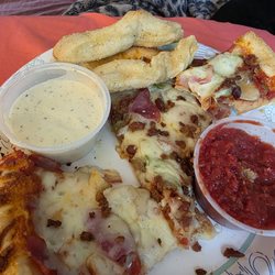 Bob's Original Pizza - Breadsticks ranch marinara ultimate and a Hawaiian.