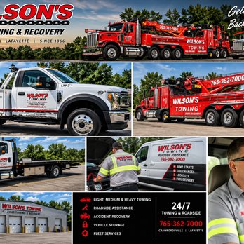 Wilson's 24HR Towing - "Wilson's 24HR Towing & Recovery -- light, medium and heavy-duty towing and roadside assistance." - Towing Near Me - Crawfordsville, Indiana Wilson's 24HR Towing - "Wilson's 24HR Towing & Recovery -- light, medium and heavy-duty towing and roadside assistance." - Towing Near Me - Crawfordsville, Indiana