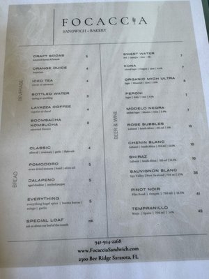 Menu photo 4 Focaccia Sandwich & Bakery Sarasota, FL