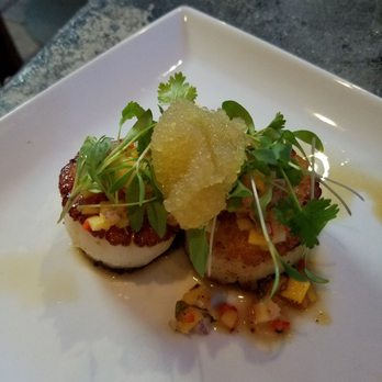A'Bouzy - Scallops well cooked. Would have preferred the extras on the side though. - Champagne Bars Near Me - Houston, Texas