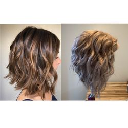 The Wig Station - Client's inspiration picture and her wig after a Wig Cut and Beachy waves style