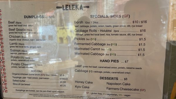 Menu photo 5 Leleka San Francisco, CA