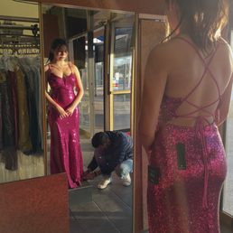 Pink dress: hem, came out perfect. Pink dress: hem, came out perfect.