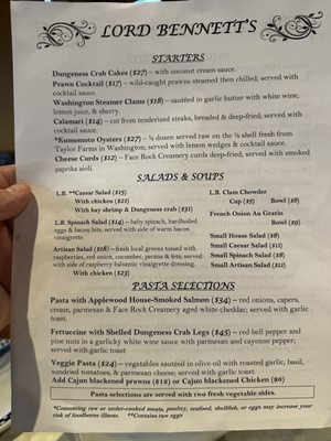 Menu photo 2 Lord Bennett's Restaurant Bandon, OR Menu photo 2 Lord Bennett's Restaurant Bandon, OR