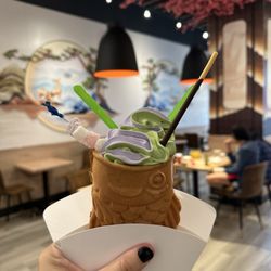 Sweet Dim Sum - Taiyaki cone with matcha and ube swirl