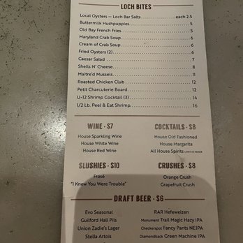 Loch Bar - Happy Hour Menu - Seafood Near Me - Baltimore, Maryland