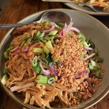 Burma Superstar - Garlic Noodle with Pork Belly - Burmese Near Me - Alameda, California Burma Superstar - Garlic Noodle with Pork Belly - Burmese Near Me - Alameda, California