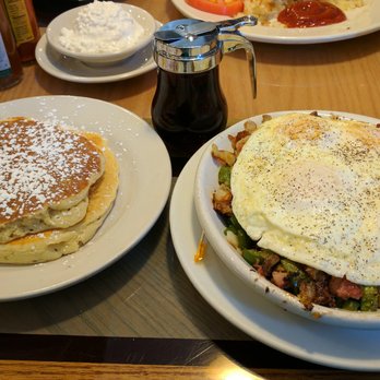 Jo Jo's Restaurant - pancakes, Denver Skillet, and random cottage cheese we didn't order - American Near Me - Schaumburg, Illinois Jo Jo's Restaurant - pancakes, Denver Skillet, and random cottage cheese we didn't order - American Near Me - Schaumburg, Illinois