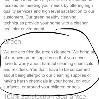 Susy Q Cleaning - Claiming on their website to use green products - Home Cleaning Near Me Susy Q Cleaning - Claiming on their website to use green products - Home Cleaning Near Me