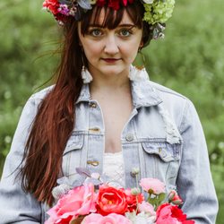 Lavender Blue Floral Artistry - Silk flower crown and bouquet for micro wedding