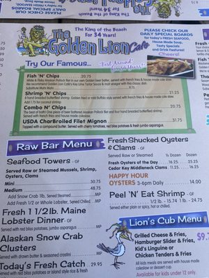 Menu photo 1 The Golden Lion Cafe Flagler Beach, FL