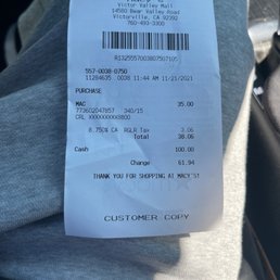 Macys Receipt .. son sad show they treat their customers.