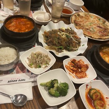 So Kong Dong - Hot stone bibimbap, japchae, spicy mixed soondubu, seafood pajeon, and banchan (kimchi, cucumber, bean sprout, and broccoli) - Korean Near Me - Fort Lee, New Jersey So Kong Dong - Hot stone bibimbap, japchae, spicy mixed soondubu, seafood pajeon, and banchan (kimchi, cucumber, bean sprout, and broccoli) - Korean Near Me - Fort Lee, New Jersey