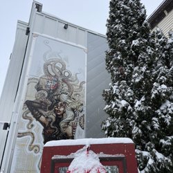 Le Divin Tandem - Cool mural outside the Bistro