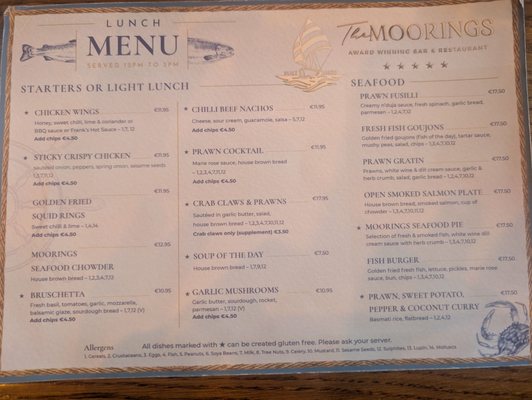 Menu photo 2 The Moorings Bar & Restaurant Dungarvan, WD