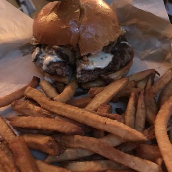 Broderick - Gorgonzola mushroom burger and regular fries - Burgers Near Me - Walnut Creek, California