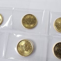From the Canadian Mint, 1/4 oz maple leafs, one of few countries that do 9999% gold, four 9s! cash for gold bullion @ D&S Gold