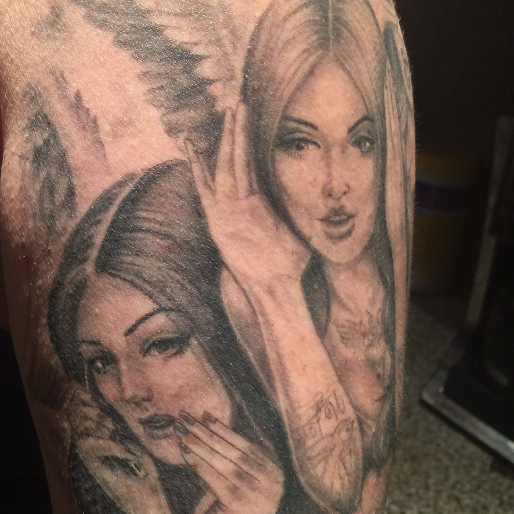 Syndicate Tattoo - My see no hear no speak no evil Angels! My tattoos got tattoos, love them, thank you Johnny Day! - Tattoo Near Me - Auburn, California Syndicate Tattoo - My see no hear no speak no evil Angels! My tattoos got tattoos, love them, thank you Johnny Day! - Tattoo Near Me - Auburn, California