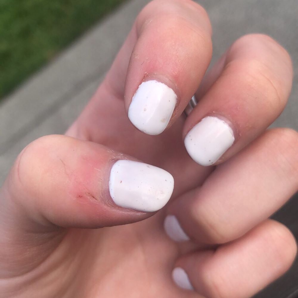 Classic Nails and Spa - Dust on my white nails that was in the top coat and is now stuck - Nail Salons Near Me - Seattle, Washington Classic Nails and Spa - Dust on my white nails that was in the top coat and is now stuck - Nail Salons Near Me - Seattle, Washington
