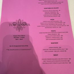 Happy hour menu