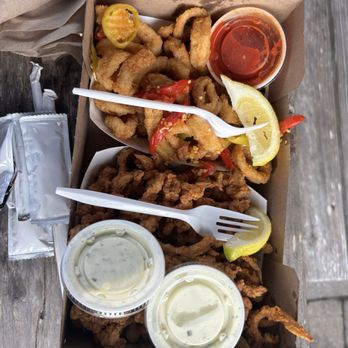 Monahan's Clam Shack - Local Point Judith Calamari and the scrumptious clam strips! So incredibly yummy! - Seafood Near Me - Narragansett, Rhode Island Monahan's Clam Shack - Local Point Judith Calamari and the scrumptious clam strips! So incredibly yummy! - Seafood Near Me - Narragansett, Rhode Island