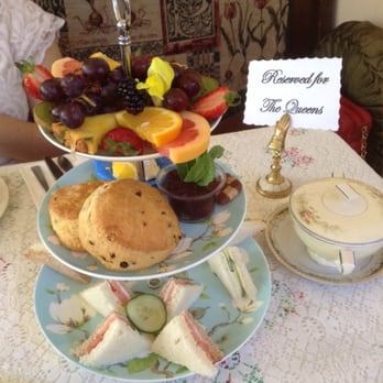 Lovey's Tea Shoppe - "Me tea" -- a scone, fresh fruit, and choice of sandwich for each - British Near Me - Pacifica, California Lovey's Tea Shoppe - "Me tea" -- a scone, fresh fruit, and choice of sandwich for each - British Near Me - Pacifica, California