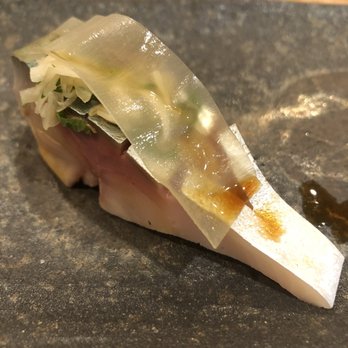 Sushi Uesugi - Ginger scallions nori on top of mackerel - Sushi Bars Near Me - Brooklyn, New York Sushi Uesugi - Ginger scallions nori on top of mackerel - Sushi Bars Near Me - Brooklyn, New York