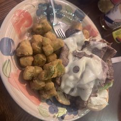 Calamity creek - I had the Philly (no grilled veggies for me) and the fried okra.