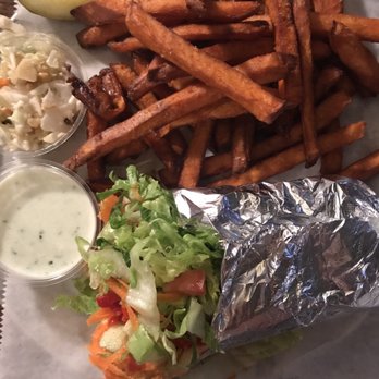 Copper Penny - Veggie Pita and sweet potato fries - American Near Me - Wilmington, North Carolina Copper Penny - Veggie Pita and sweet potato fries - American Near Me - Wilmington, North Carolina