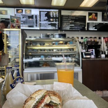 5th Ave Bagelry - #2 heavenly veggie on the works bagel and fresh squeezed oj - Bagels Near Me - Buena Park, California 5th Ave Bagelry - #2 heavenly veggie on the works bagel and fresh squeezed oj - Bagels Near Me - Buena Park, California