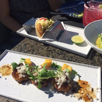 The Rooftop - Fish taco, black pepper shrimp (in front) - Asian Fusion Near Me - Beverly Hills, California The Rooftop - Fish taco, black pepper shrimp (in front) - Asian Fusion Near Me - Beverly Hills, California